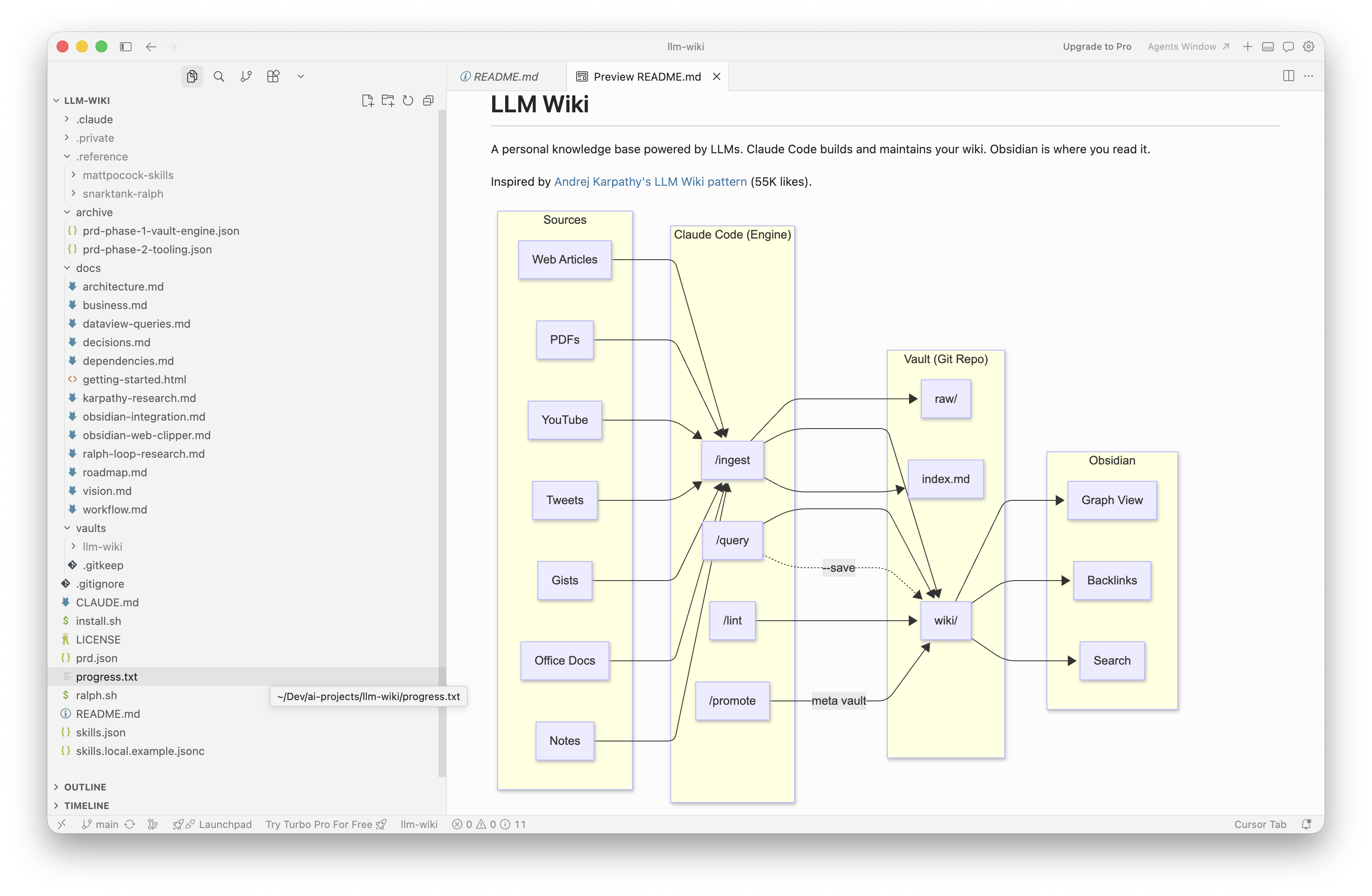 Architecture diagram in Obsidian